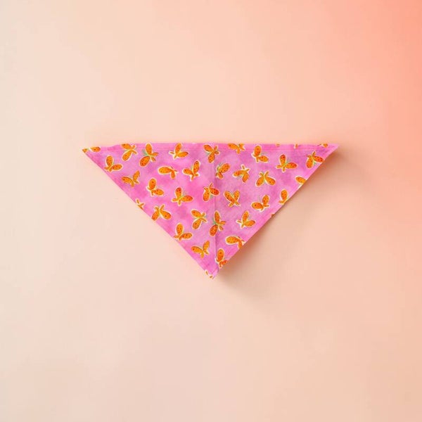 Dog & Cat Bandana - Pink with butterflies
