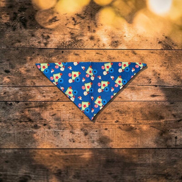 Dog & Cat Bandana - Blue with farm tractor & animals