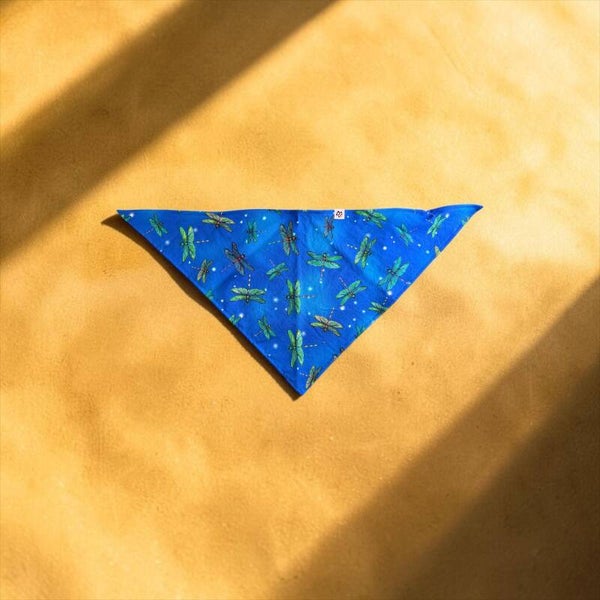 Dog & Cat Bandanas - Blue w/dragonflies