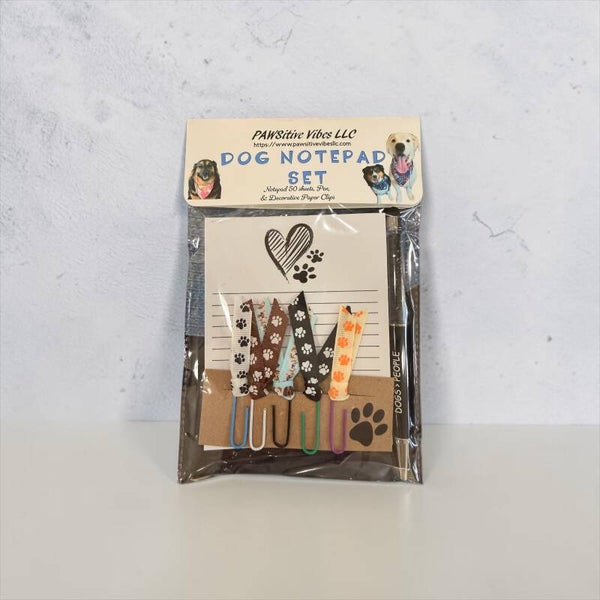 Dog Notepad & Pen Set - Heart w/Pawprints