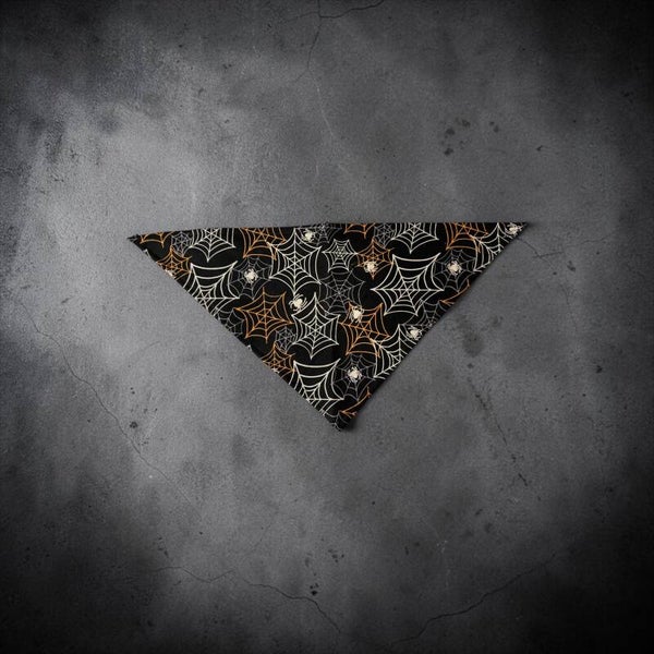 Dog & Cat Bandana - Black w/spiders & webs