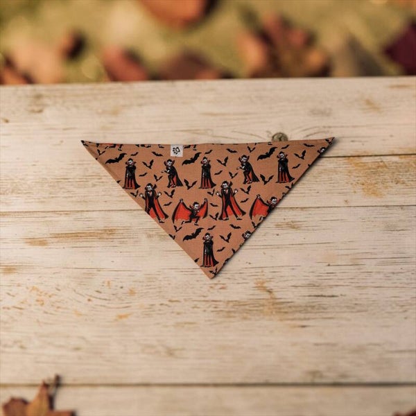 Dog & Cat Bandana - Tan with vampires