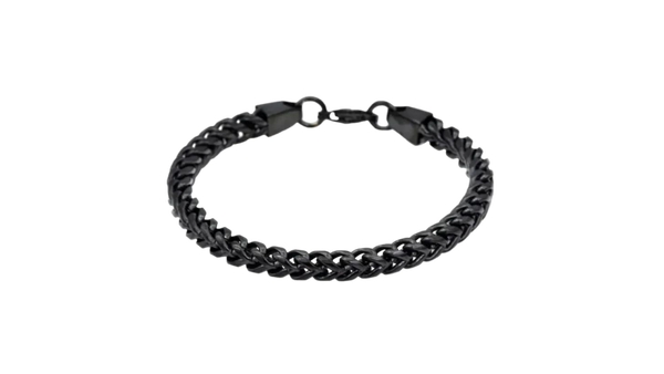 Zwarte roestvrijstalen ronde Franco Link-kettingarmband voor heren