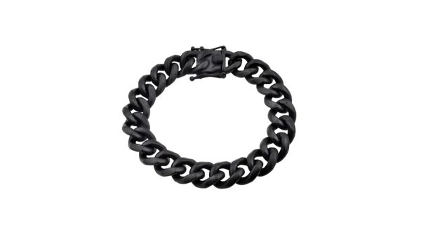 14 mm matzwart vergulde Miami Cuban Link-kettingarmband voor heren met doossluiting