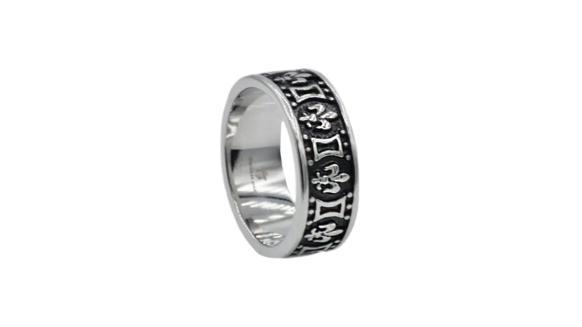 8 mm zwart vergulde roestvrijstalen Fleur De Lis bandring