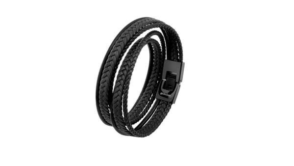 Leren armband „Wrap” - zwart