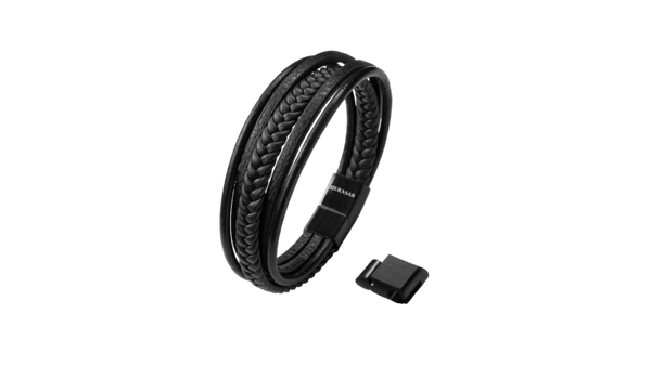 Gevlochten leren armband