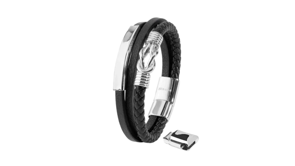 „Proud” leren armband - zilver