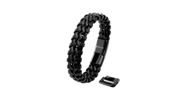 Leren armband „Steel” - zwart