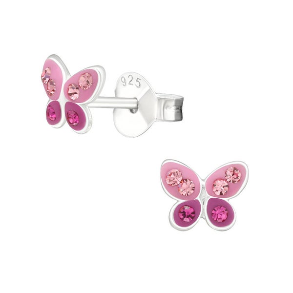 Silver ear studs - Butterfly