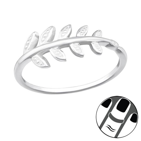 Silver midi ring - leaves