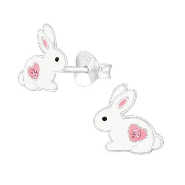 Silver ear studs - Rabbit