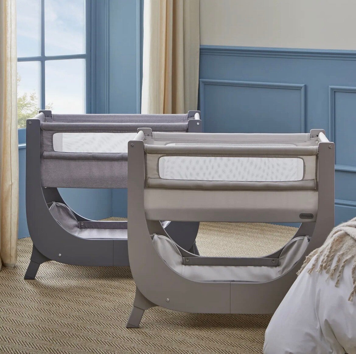 Shnuggle Air Lite Bedside Bassinet | Infant Crib | Height Adjustable Baby Bed with Mattress