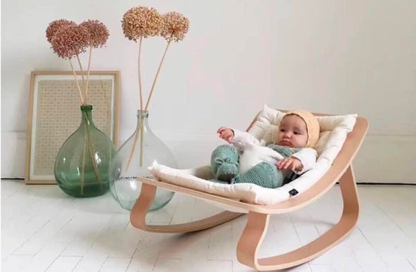 Eco-Friendly Natural Wood Baby Bouncer: Safe Manual Rocking for infants