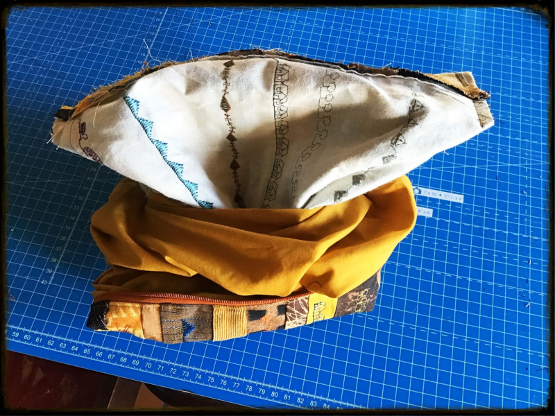 Pouch made with fabric scraps