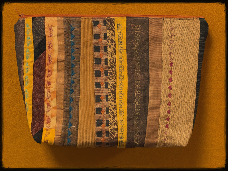 Pouch made with fabric scraps