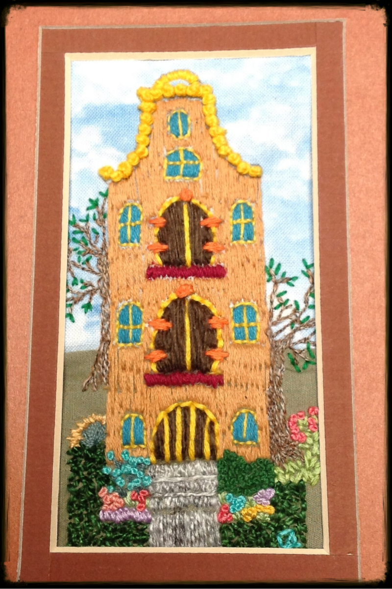 Embroidered greeting card. French knot