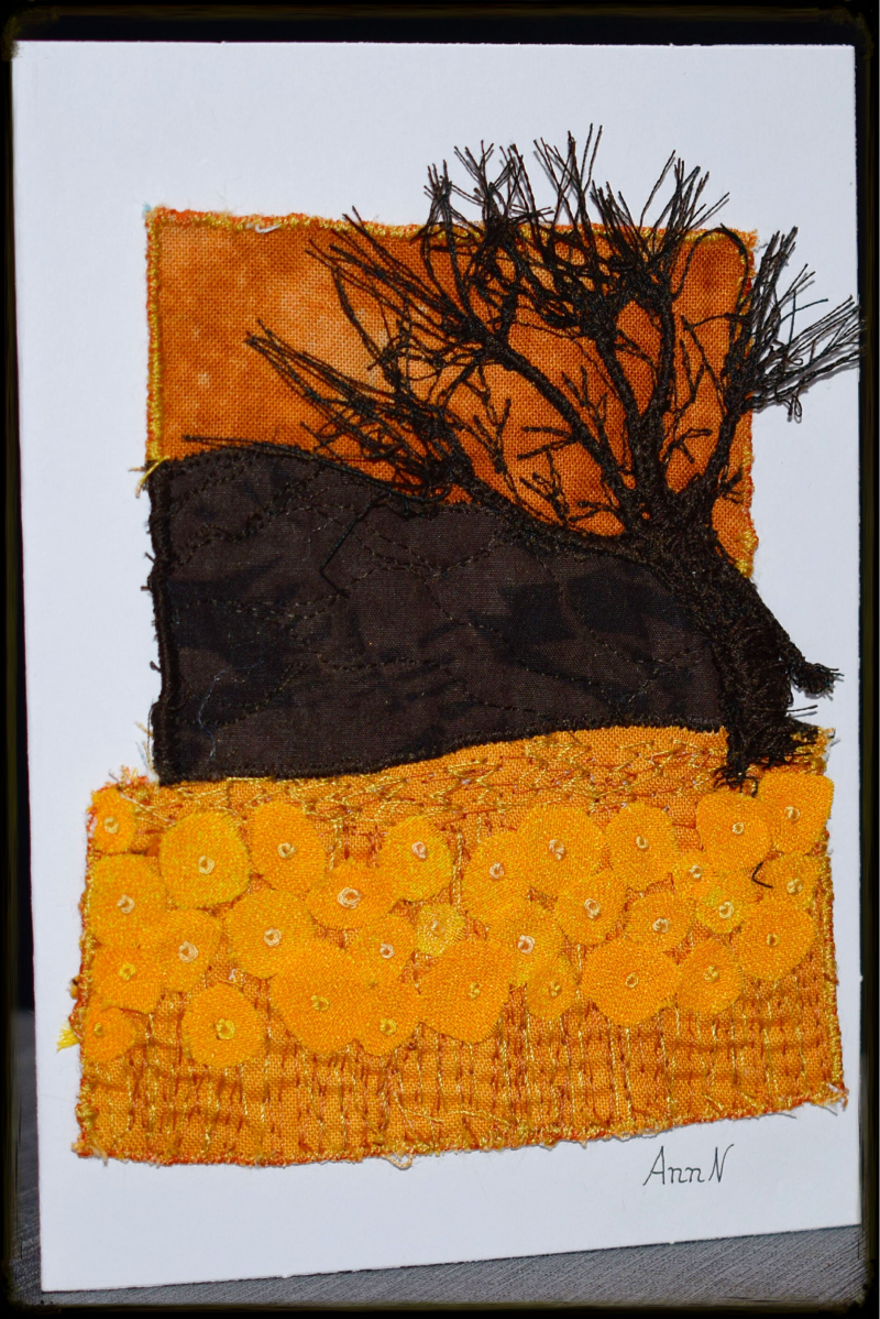 Greeting card. Machine embroidery.