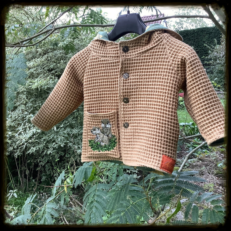 baby cardigan, waffle fabric, organic fabric, sustainable baby fashion