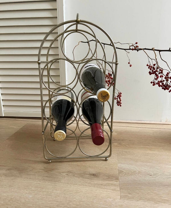 Vintage Metalen Wijnrek met plaats voor 7 flessen