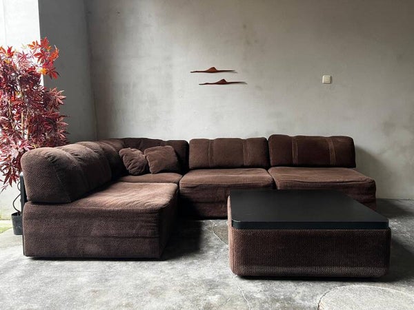 Prachtig Vintage Modulaire Corduroy Bank Loungeset tafel