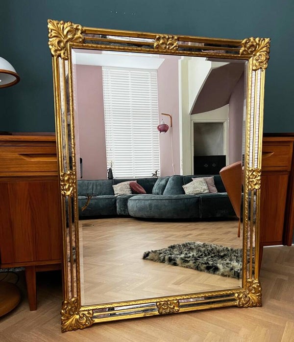 Prachtige Vintage facetgeslepen Spiegel van Deknudt 125x95cm