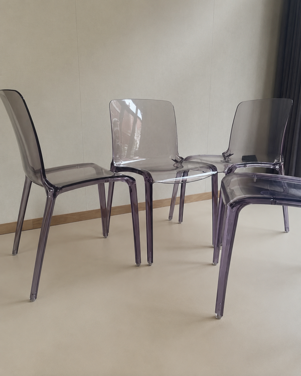 Set van 4 lila plexiglazen Casprini stoelen model Tiffany