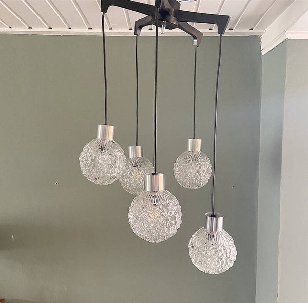 Prachtige Jaren 70 Cascade Lamp met 5 Bollampen