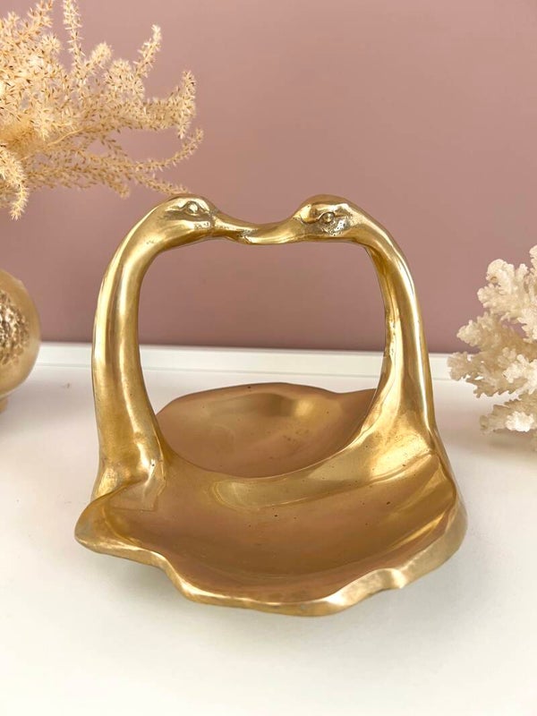 Prachtige messing zwanen schaal