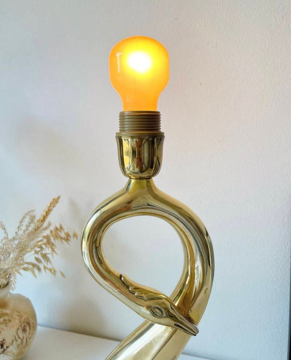 Messing Tafellamp in de vorm van een zwaan Frederick Cooper Chicago.