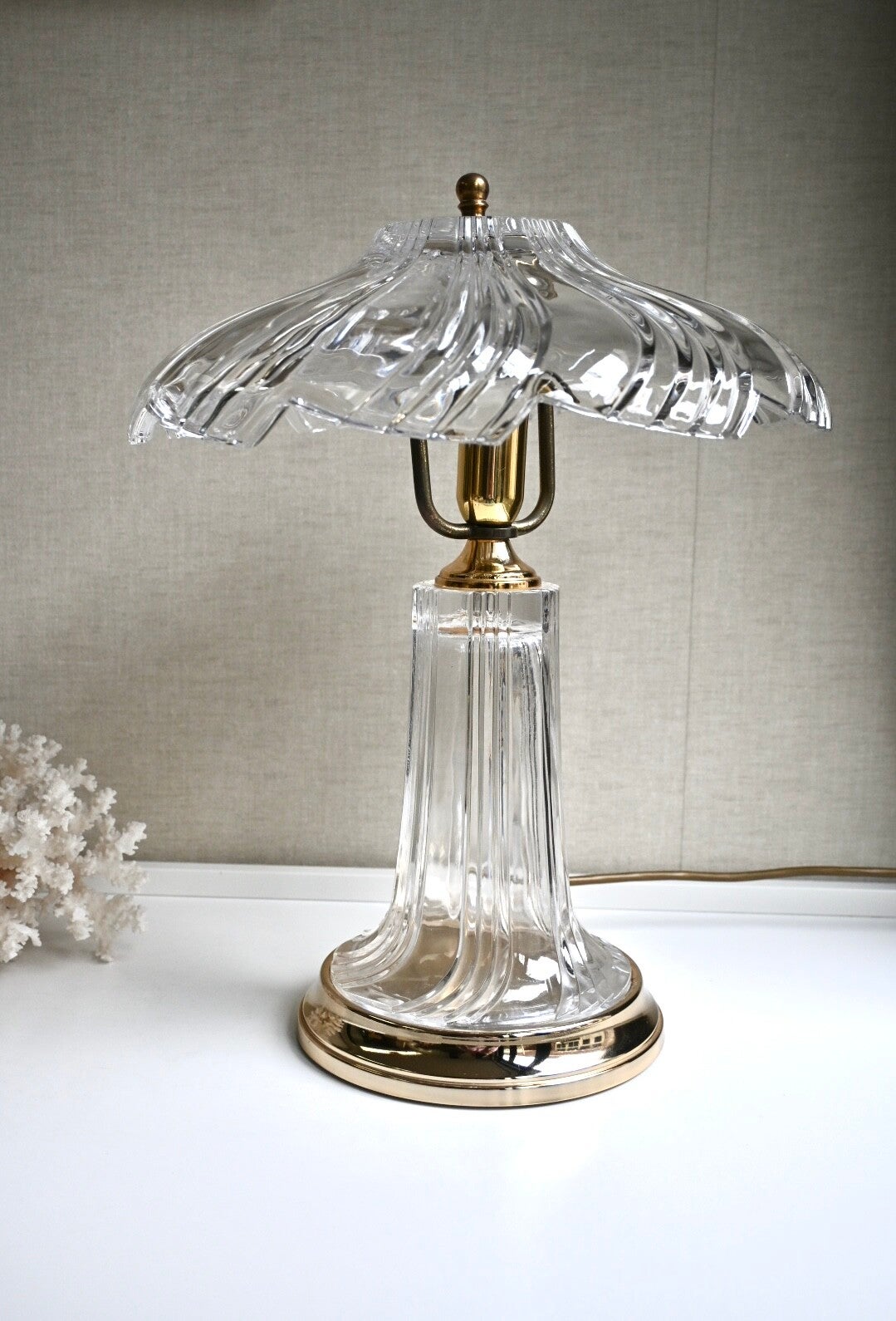 Franse kristallen Tafellamp in de stijl van Cofrac Art Verrier