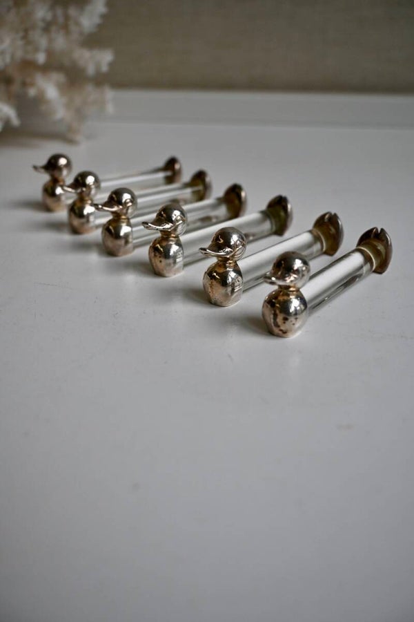 Mooie verzilverde messenleggers/plaatskaarthouders