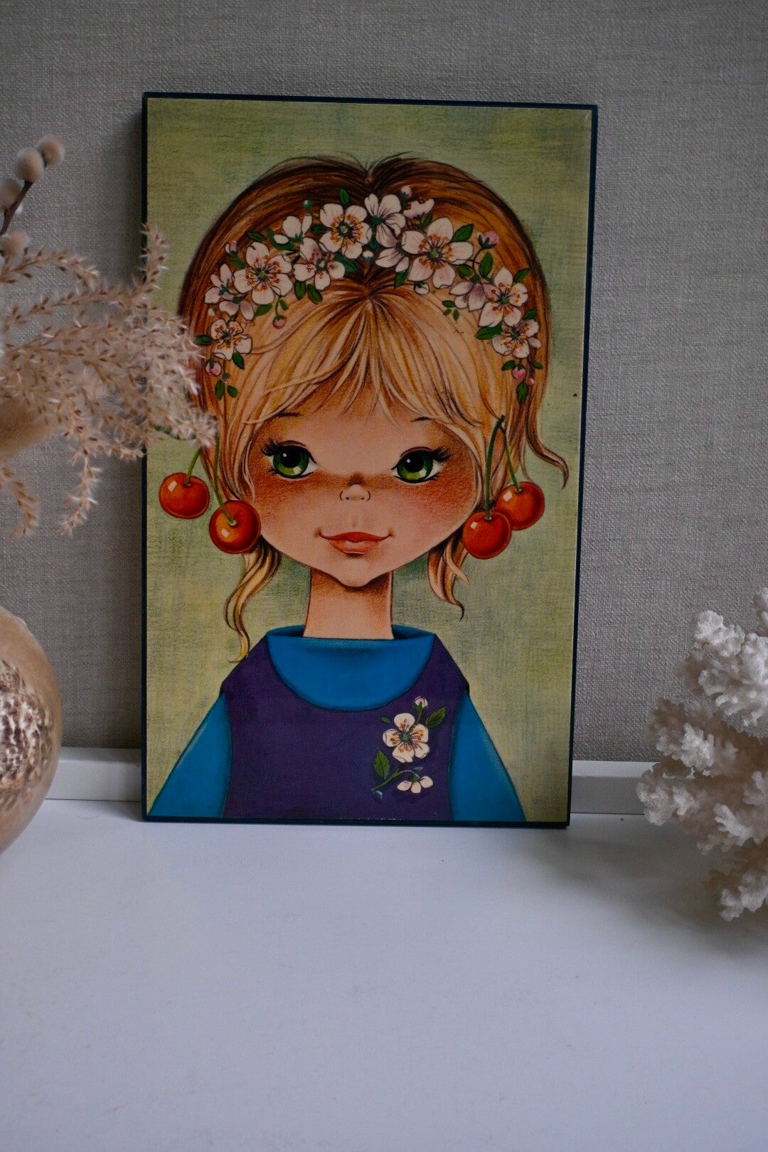 Leuk vintage 'Big Eyed Girl' lijstje