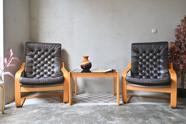 Set vintage fauteuils/bijzettafel POEM Noboru Nakamura/Ikea