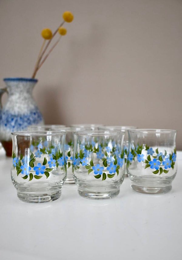 Leuke set Arcopal Veronica drinkglaasjes met Vergeet me nietjes