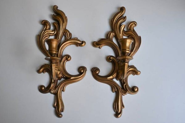 Set van 2 Decoratieve Wandkandelaren Goudkleurig Composiet