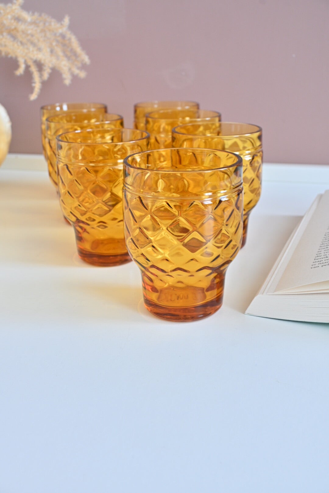 Set amberkleurige Pernod glazen