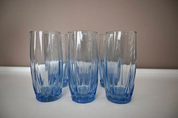 Set van zes Pasabahce Valor blauwe glazen