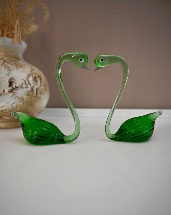 Murano glazen zwanen uit de jaren 70, vervaardigd in Italië.