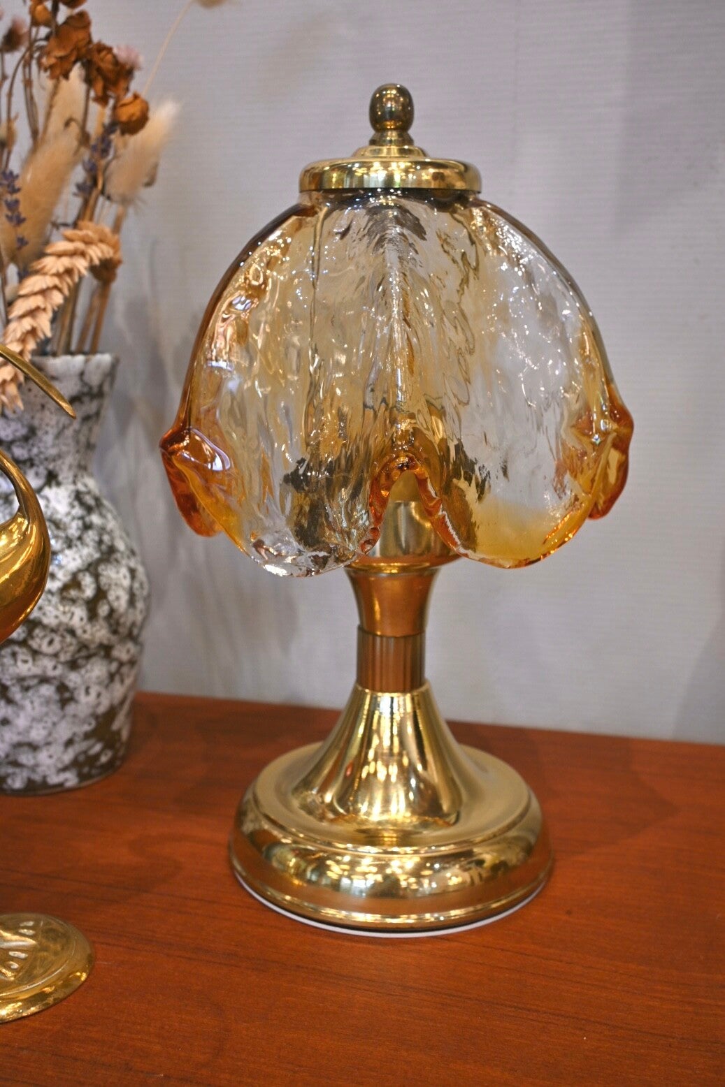 Honsel Leuchten tafellamp amberkleurig glas