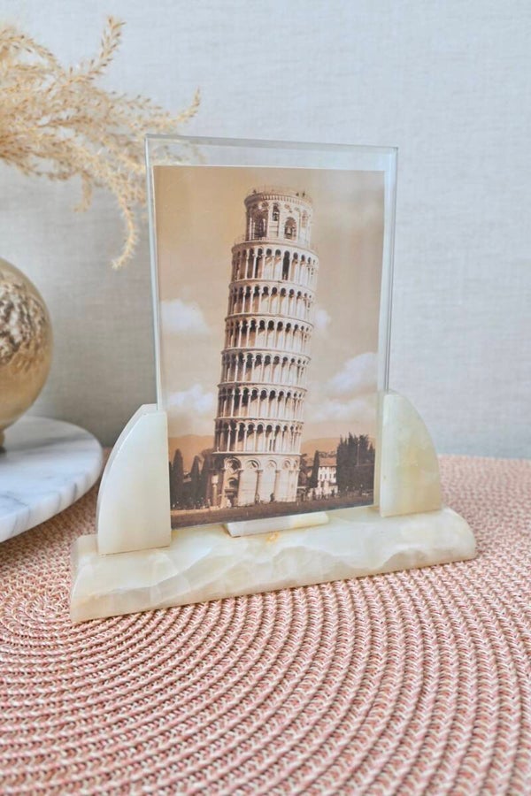 Prachtig Art Deco Fotolijstje Marmer en Geslepen Glas