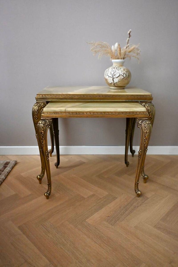 Franse barok nesting tables/onyx blad
