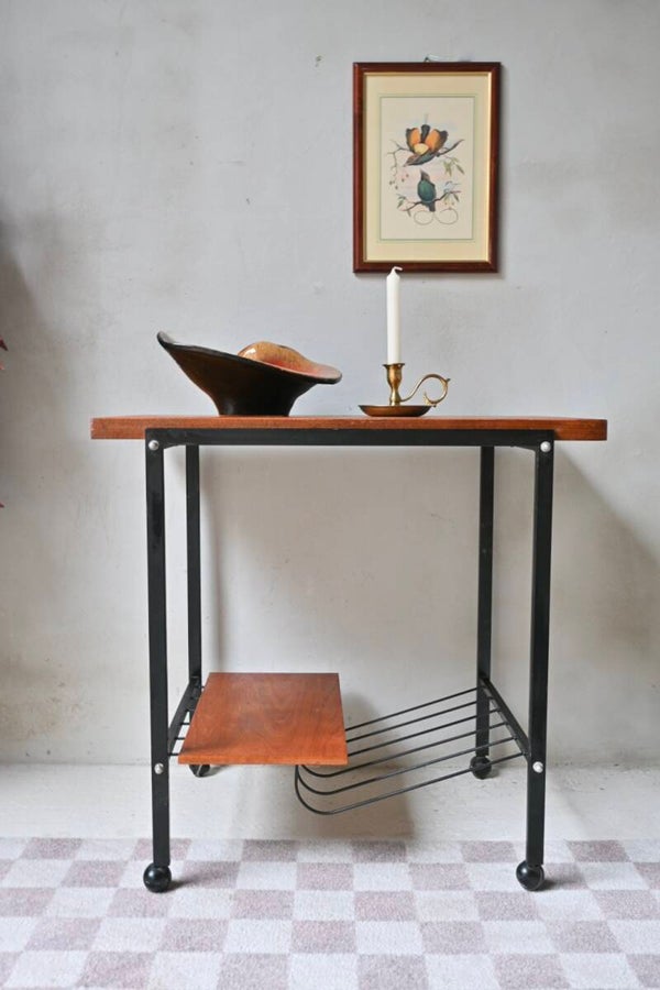 Mooie vintage bijzettafel metalen frame