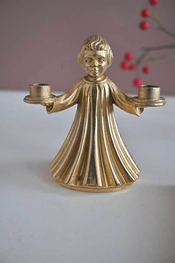 Vintage BMF Kandelaar Kerstengel metaal