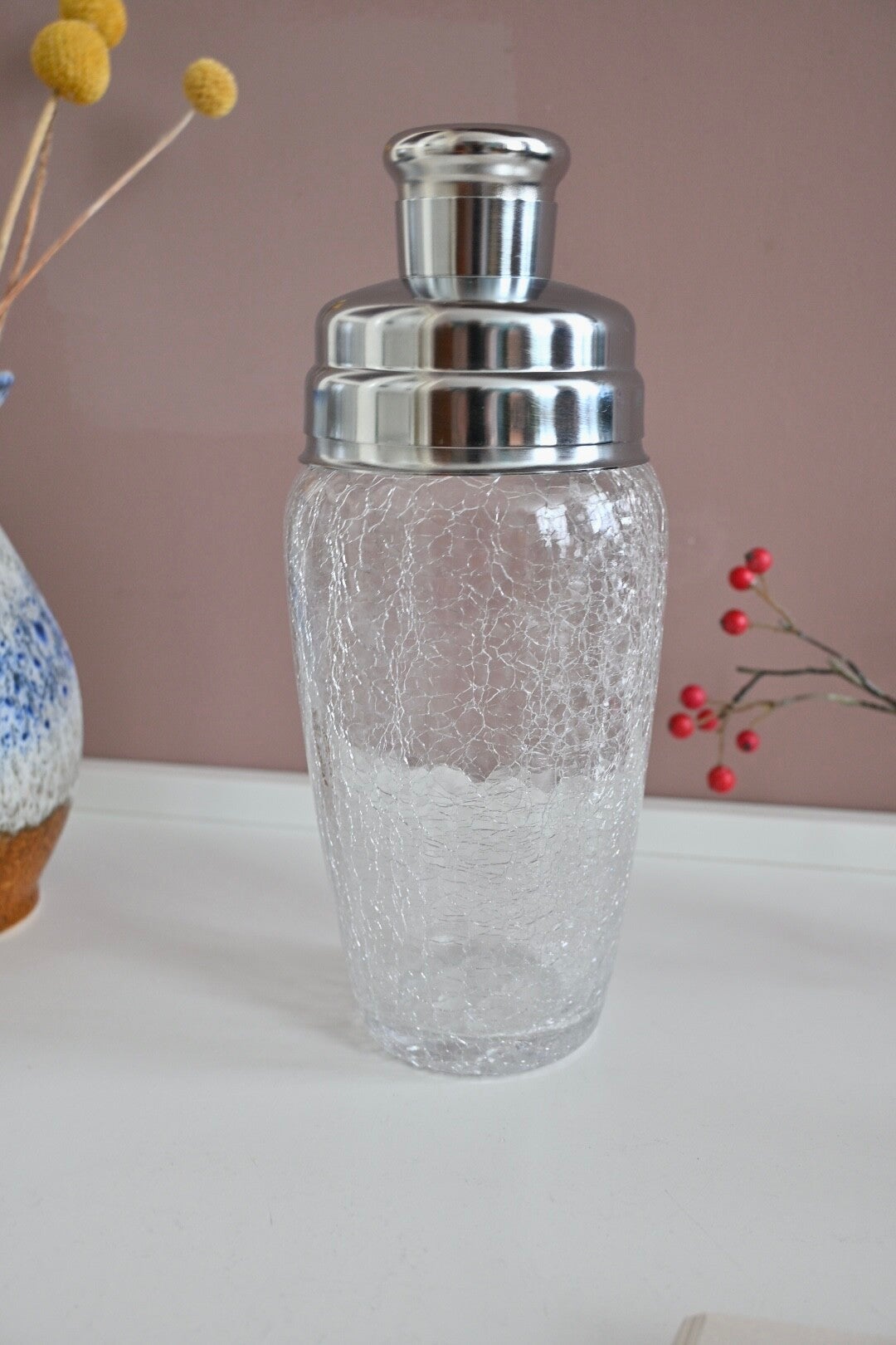 Cocktail shaker craquelé glas en chrome