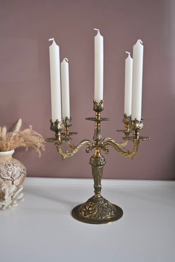 Grote 5-armige kandelaar van messing