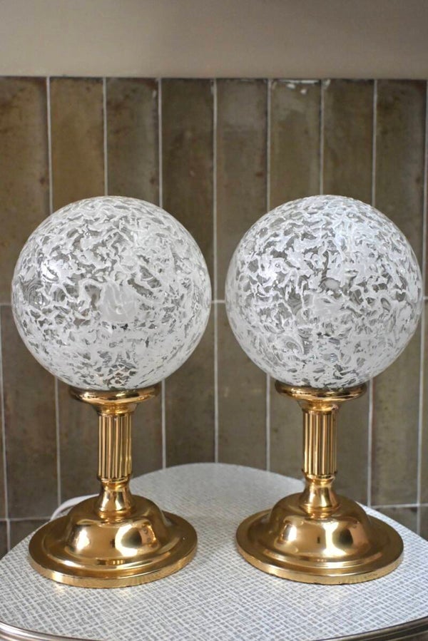 Prachtige set vintage messing tafellampen