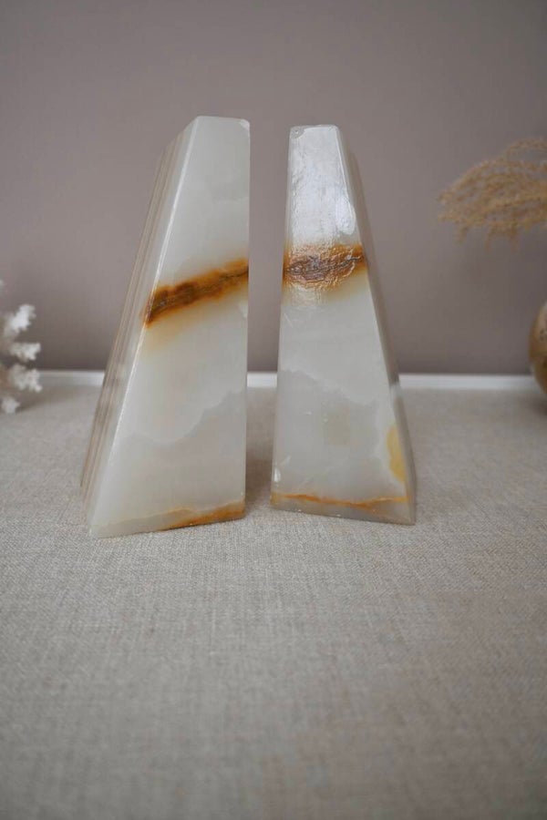 Set van 2 Vintage Onyx Marmeren Boekensteunen
