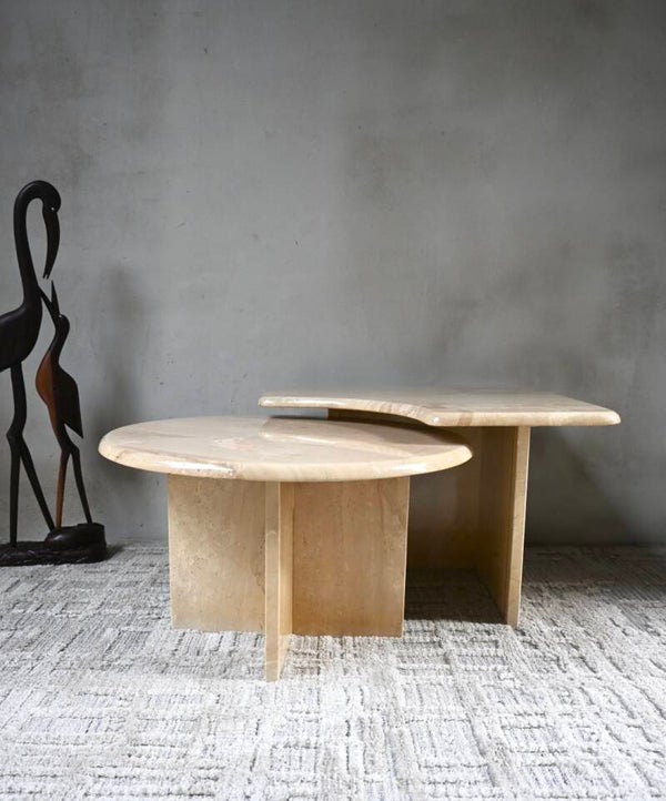 Set van 2 marmeren salontafels uit de jaren 70