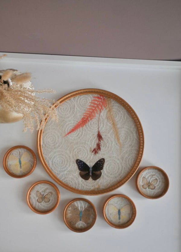 Rotan Vlinder dienblad en onderzetters